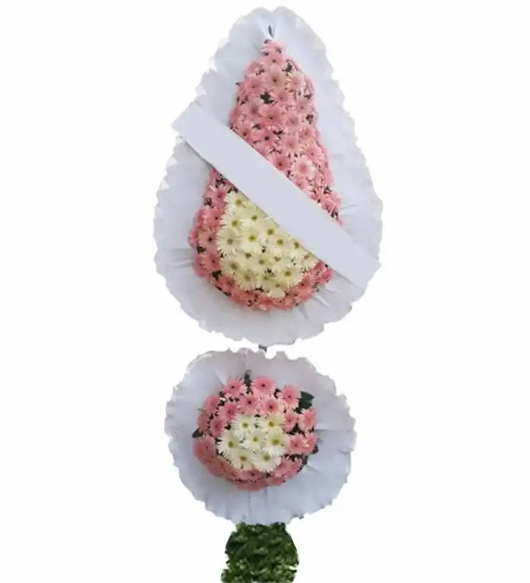 Pembe - Beyaz Düğün Çelengi